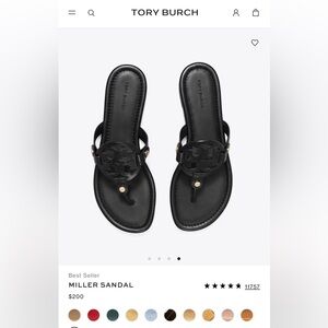 Tory Burch Black Leather Miller Sandals